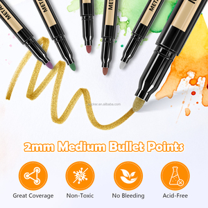 Stylo de couleur métallique personnalisé 12 24 couleurs à base d'eau Art peinture marqueurs d'or pour la fabrication de cartes bricolage Album <span class=keywords><strong>photo</strong></span> dessin - Product Image 6
