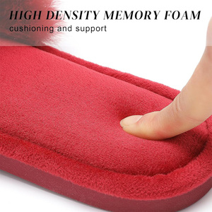 Của phụ nữ mờ phẳng Fluffy mở Toe nhà giày trong nhà ngoài trời Slip-On Bộ nhớ bọt Faux lông trượt dép - Product Image 4