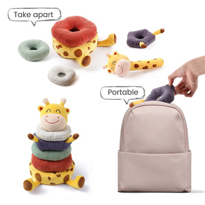 Juguete de Peluche Apilable con Forma de Jirafa, Anillos de Donut Suaves y Coloridos, Juguete Sensorial Educativo Temprano para Bebés, Regalo Personalizado para Bebés OEM - Product Image 3