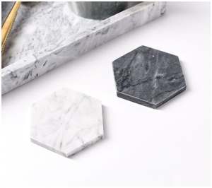 Sous-verres en marbre hexagonal pour maisons modernes Sous-verres en pierre personnalisés pour table basse en marbre véritable massif de 100% - Product Image 4