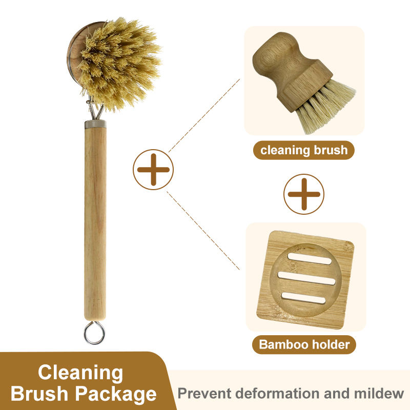 Sisal Brush with handle+Sisal Brush+Bamboo Drainage Tray