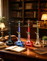 Chicha électrique de luxe moderne, durable, grande taille, ensemble complet en verre, finition miroir, pipe à chicha en aluminium