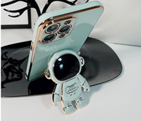 Dessin animé 3D astronaute coque de téléphone astronaute support de support pliant coque de téléphone pour iPhone 17 16 Pro Max 15 14 13 12 couverture d'astronaute