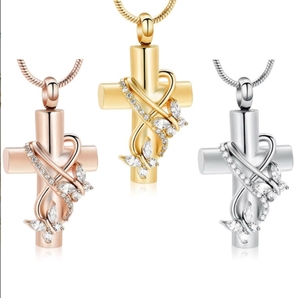 Kalung <span class=keywords><strong>Urn</strong></span> Klasik Emas Stainless Steel untuk Abu Jenazah, Perhiasan Kremasi Bunga Teratai, Liontin Abu Kenangan Unisex untuk Hari Jadi - Product Image 2