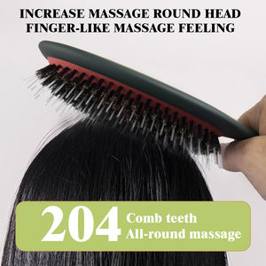 私人高品质黑色橡胶按摩气囊梳子ABS大矩形桨毛刷和野猪刷毛 - Product Image 6