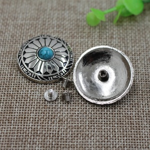 Hoa màu Ngọc Lam conchos bạc mạ đúc đồng xu nút với vít trở lại - Product Image 5