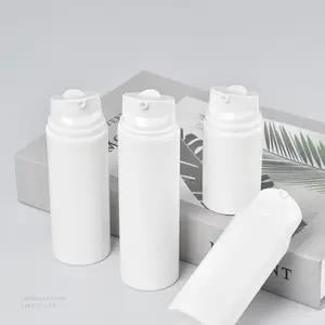 Цилиндрическая Форма 100 мл, индивидуальная косметическая упаковка, белая безвоздушная бутылка для безвоздушного насоса, бутылка 100 мл для лосьона