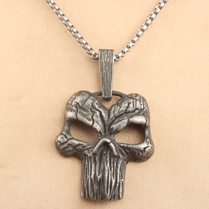 Colgante de calavera de acero inoxidable, diseño de esqueleto geométrico, collar de estilo Punk para hombres y mujeres, regalo 231060 - Product Image 1