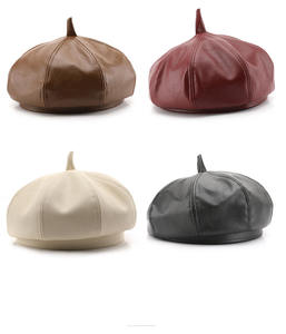 Bérets personnalisés chapeau pour cuir artificiel ail ampoule rétro couleur unie cuir chaud béret parasol en plein air voyage plage - Product Image 2