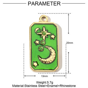 Vintage Emaille <span class=keywords><strong>Tarot</strong></span> Anhänger DIY Schmuck Zubehör Edelstahl 18 Karat vergoldet bunte Anhänger - Product Image 6