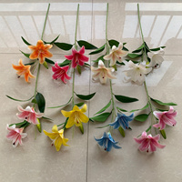 Prix usine 3d Imprimer Fleurs 3 têtes Lily Real Touch Blanc Calla Lily Fleurs Artificielles Pour Bouquet De Mariage