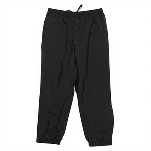 Pantalones de chándal de algodón grueso de color liso con dobladillo sin rematar y corte personalizado para hombre, de pierna ancha y holgados. - Product Image 1