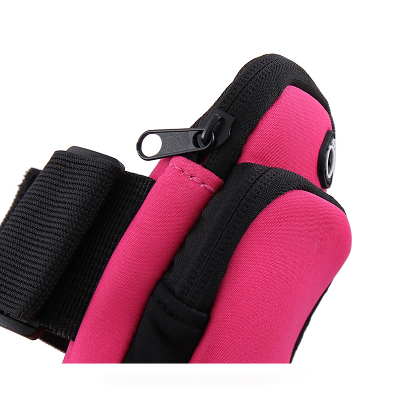 Black Sports Running Armband Bag Water Resistant Phone Pouch with Dual Zipper Pockets Earphone Hole for Gym Jogging Cycling Fits 6.5 Inch Smartphones
