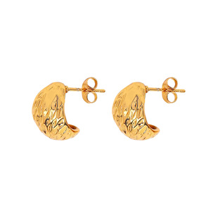 Boucles d'oreilles pendantes rondes texturées en acier inoxydable plaqué or 18 carats, style rétro vintage minimaliste, bijoux de mode pour femmes - Product Image 3
