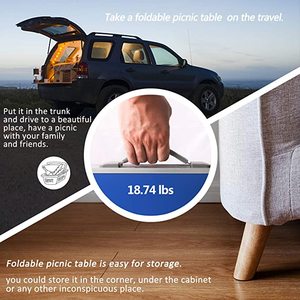 Mesa y Sillas Plegables de Plástico Portátiles para Exteriores, Mesa de Picnic para Barbacoa con Sombrilla - Product Image 5