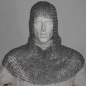 Capot de cotte de mailles léger et médiéval authentique, armure de protection de la tête en acier doux pour les reconstitutions de cosplay historiques et les foires - Product Image 1