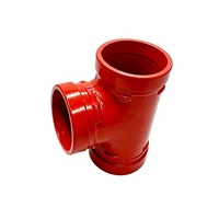 Raccord en T rainuré égal FM pour tuyau d'incendie en fonte ductile homologué, galvanisé peint, NPT, pression 2,5 MPa, flexible, garantie 3 ans
