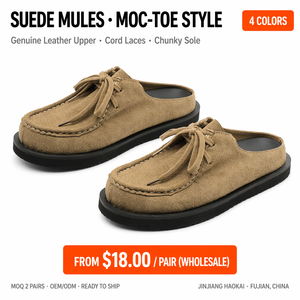 Mocassini da <span class=keywords><strong>Uomo</strong></span> OEM Personalizzati in Vera Pelle, Senza Tallone, con Punta Moc, Suola Spessa in Gomma, Traspiranti, Casual, per Esterni - Fonleader - Product Image 1