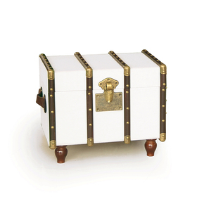 <span class=keywords><strong>Coffre</strong></span> de rangement rectangulaire style Antique, 2 troncs de rangement couverts en tissu blanc, malle de stockage du vin, <span class=keywords><strong>table</strong></span> basse avec pieds en bois - Product Image 1