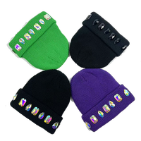 Bonnet d'hiver unisexe de haute qualité gros strass populaire OEM ODM design plusieurs couleurs pois fruits arcs lettre article chaud LRR