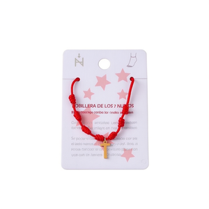 Cavigliera a sette nodi in acciaio inossidabile con ciondolo a croce per donna, gioielli alla moda, braccialetto con corda rossa, lotto da 12 pezzi - Product Image 1