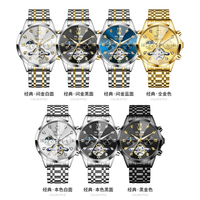 Neue OLEVS 6621 Herren Automatik Sport Chronograph Uhr Wasserdichte Business Fashion Armbanduhr mit Edelstahl band Relogio