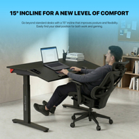 Bureau électrique inclinable et réglable en hauteur Fantech DW314 140x78cm, double moteur, commande intelligente, ergonomique, noir, métal, pour bureau
