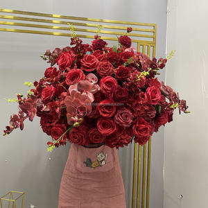 SMOOTH Vente chaude Grande composition florale en forme de boule de roses pour centres de table de mariage, boule de fleurs artificielles rouges en soie - Product Image 4