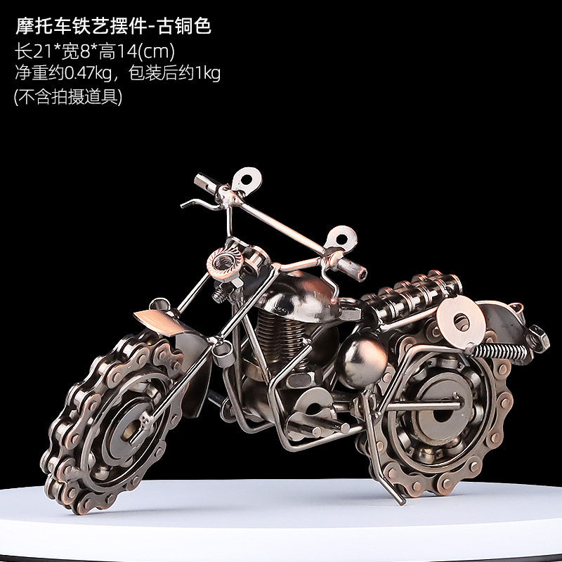 Moto Harley en bronze antique de 21 cm