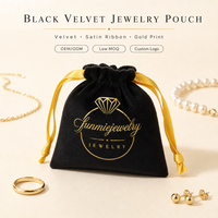 Pochette de rangement pour bijoux en velours noir avec cordon de serrage, logo personnalisé imprimé, sac anti-poussière en velours doux pour emballage de dés cadeaux