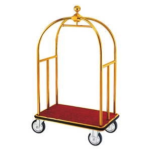 Carrello Telescopico Pieghevole per Bagagli con Freno, Trolley per Aeroporto, Carrello per Trasporto Merci, Carrello di Servizio per Hotel e Concierge - Product Image 2