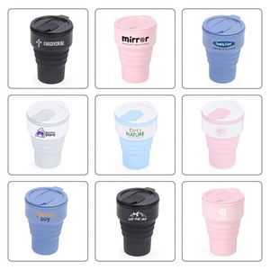 Mug à café en silicone pliable réutilisable écologique sans BPA personnalisé, portable, pliable, 375 ml, avec couvercle - Product Image 6