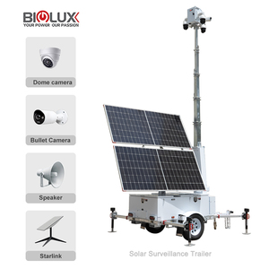 Remolque de Vigilancia Solar Portátil con Cámaras de Seguridad PTZ Montadas, Mástil Telescópico de 7m, Sistema Fuera de la Red para Eventos al Aire Libre - Product Image 1