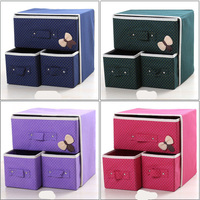 Boîte de rangement rectangulaire pliable en tissu non tissé à 2 niveaux et 3 tiroirs épaissie pour chaussettes et sous-vêtements