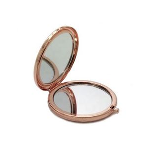 Miroir de poche rond double face en métal plaqué or, souvenir tendance, miroir compact de maquillage, logo personnalisé - Product Image 6
