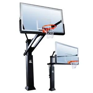 Basketball American Regulation Size Tempered Glass Backboard Breakaway Rim Professional 42" X 72" In-Ground Basketball System