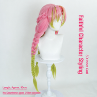 Peluca de Cosplay Estilo Anime, Semitermoadherida, con Trenzas de Colores Degradados, Cabello Largo, Alta Densidad PQ, Venta al Por Mayor, Senmu Beauty