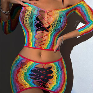 Nuisette érotique pour filles coquines de boîte de nuit, nuisette noire transparente <span class=keywords><strong>sexy</strong></span> en résille, lingerie 92% polyamide 8% élasthanne JSY pour femmes - Product Image 2