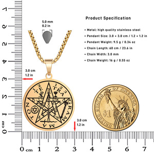 2401 <span class=keywords><strong>Meise</strong></span>ขายดาวห้าแฉกSolomon Seal Kabalaพระเครื่องชาย/หญิงสร้อยคอจี้สแตนเลส - Product Image 5