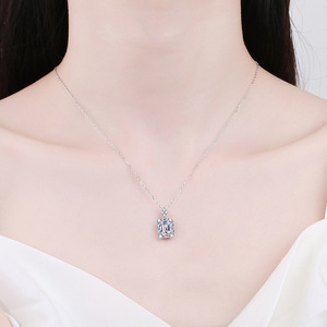 Gümüş kaplama Moissanite ile klasik S925 gümüş kolye hediye nişan yıldönümü için 925 ayar altın - Product Image 2