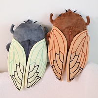 Vente en gros de sac à dos poupée drôle de dessin animé créatif insecte cigale scarabée en peluche brun vert sac doux en peluche cigale
