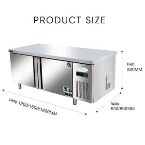 <span class=keywords><strong>Table</strong></span> de travail réfrigérée commerciale <span class=keywords><strong>avec</strong></span> congélateur à refroidissement par air, comptoir de bar à thé au lait en acier inoxydable, vitrine horizontale pour aliments - Product Image 2