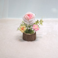 Ornements de maison tissés à la main en pot, fleurs artificielles réalistes en fil tricoté, bouquets de tournesols au crochet pour Thanksgiving et la remise des diplômes