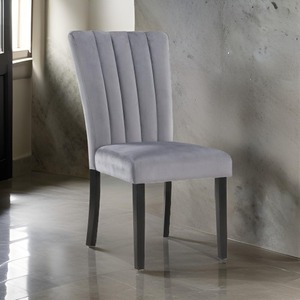 Ensemble de 2 chaises latérales Marcus 20, chaises de salle à manger rembourrées en tissu, style transitionnel, pour la maison, le bureau, la salle à manger, noir, gris - Product Image 1