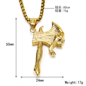 Europa y los Estados Unidos hombres retro transfronterizos con colgante de acero de titanio <span class=keywords><strong>Tomahawk</strong></span> collar de cabeza de fantasma de hop Masculino - Product Image 2