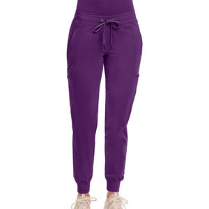 Pantalon de travail à jambe droite et taille haute pour femmes, avec poches cargo et style jogger, confortable pour les infirmières et les professionnels de la santé - Product Image 1