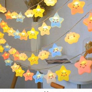 Creative White Clouds Smile Star <b>Light</b> <b>String</b> Children's Bedroom Tent Decoration Battery Powered IP67 Waterproof DC12V <b>Lights</b> - Product Image 2