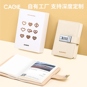 Carnet de notes A7 personnalisé en cuir PU rigide, style vintage, avec serrure à code <span class=keywords><strong>secret</strong></span> et reliure cousue, multicolore - Product Image 3