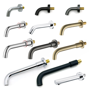 Brass Wall Mount Basin Faucet Spout Single Hole No Handle Concealed Recessed Water Outlet Accessory - Product Image 1