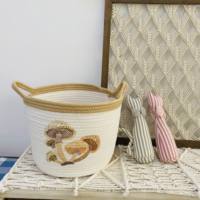 Paniers de rangement en corde de coton à motif coloré Paniers tissés ronds durables écologiques Poignées Organisateurs durables Cadeau pour la maison